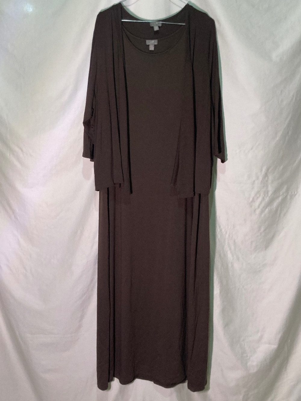 Maxi Dress with 3/4 Sleeve Sweater Set, brown | J. Jill | 2X